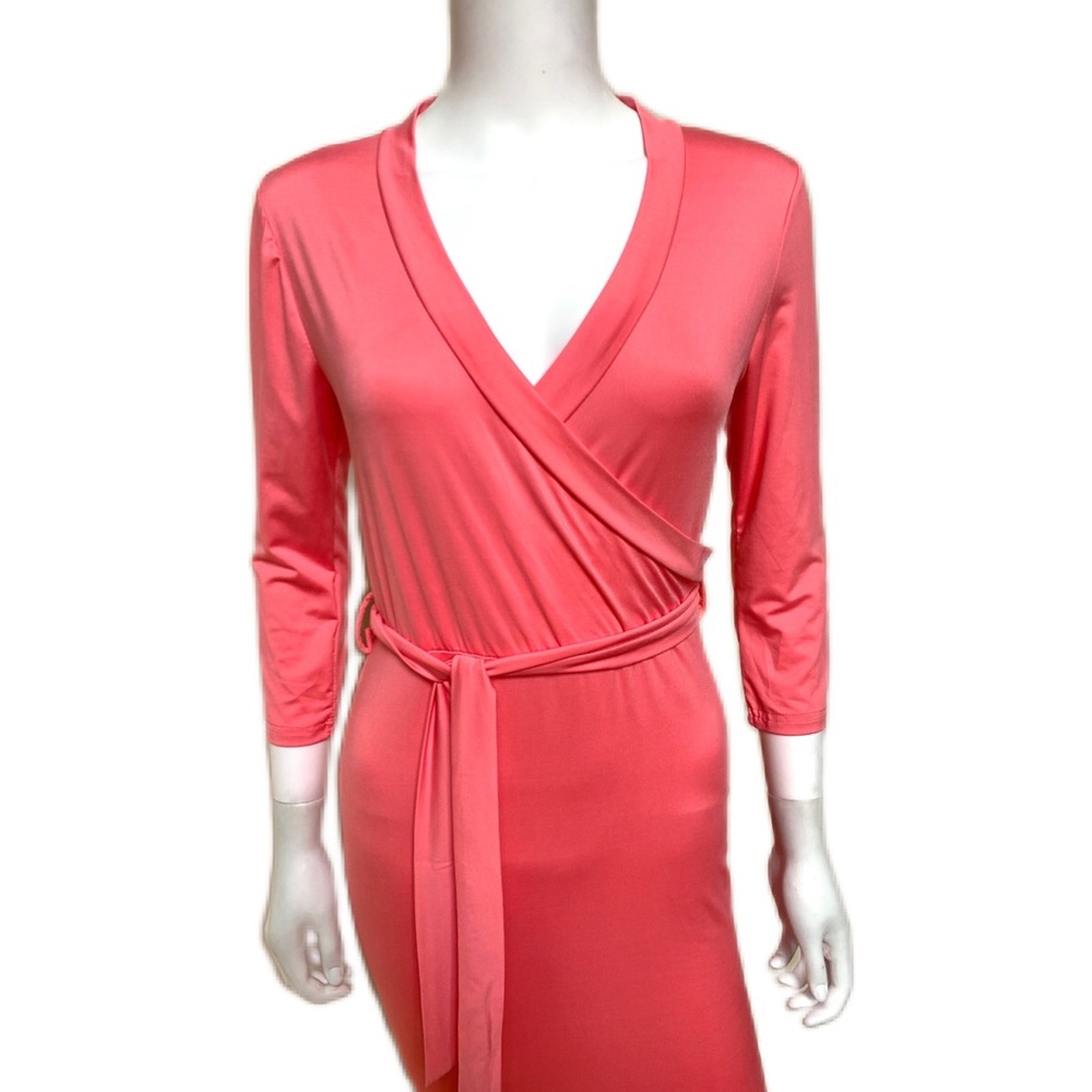 Coral pink surplice body stretch maxi dress, NWOT S - Picture 7 of 12